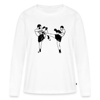 Kickboxing - T-shirt manches longues Premium bio Femme - blanc - Devant - Julia (174cm)
