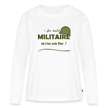 je suis militaire - T-shirt manches longues Premium bio Femme - blanc - Devant - Julia (174cm)
