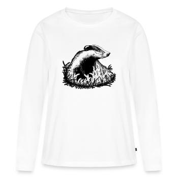 Dachs - Frauen Premium Bio Langarmshirt - Weiß - Vorne - Julia (174cm)