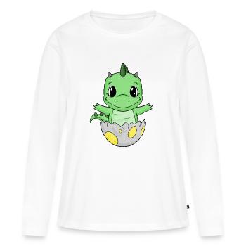 Baby Geburt Ei Dino Geburt - Frauen Premium Bio Langarmshirt - Weiß - Vorne - Julia (174cm)