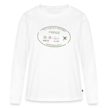 Tampon de passeport Firenze - T-shirt manches longues Premium bio Femme - blanc - Devant - Julia (174cm)