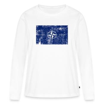 Drapeau de l’OTAN Drapeau Grunge Rétro Vintage - T-shirt manches longues Premium bio Femme - blanc - Devant - Julia (174cm)