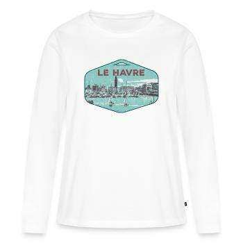 Le Havre France est ma ville natale - T-shirt manches longues Premium bio Femme - blanc - Devant - Julia (174cm)