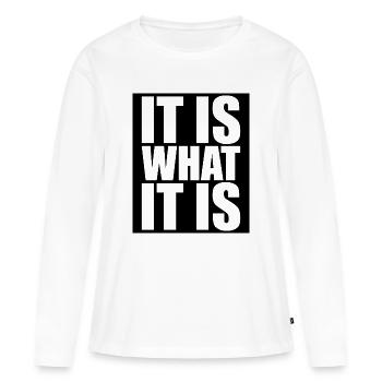 C’est ce que c’est - T-shirt manches longues Premium bio Femme - blanc - Devant - Julia (174cm)