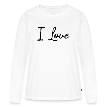 Liberté d’expression Paix Amour Déclaration Émotions - T-shirt manches longues Premium bio Femme - blanc - Devant - Julia (174cm)