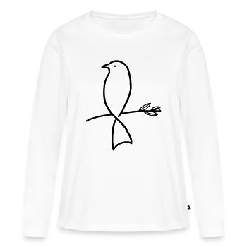 Oiseau sur une branche - T-shirt manches longues Premium bio Femme - blanc - Devant - Julia (174cm)
