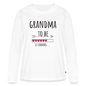 Grand-mère Grand-mère Annonce Cadeau enceinte - T-shirt manches longues Premium bio Femme - blanc - Devant - Julia (174cm)