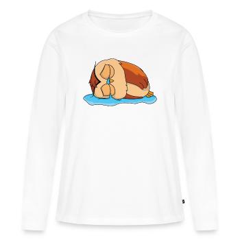 Hibou triste - T-shirt manches longues Premium bio Femme - blanc - Devant - Julia (174cm)