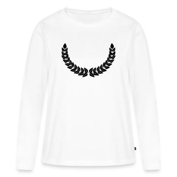 Décoration de couronne de laurier - T-shirt manches longues Premium bio Femme - blanc - Devant - Julia (174cm)