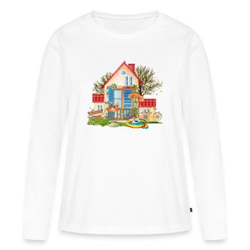 Maison de rêve pour tomber amoureux - Villa avec grand jardin - T-shirt manches longues Premium bio Femme - blanc - Devant - Julia (174cm)