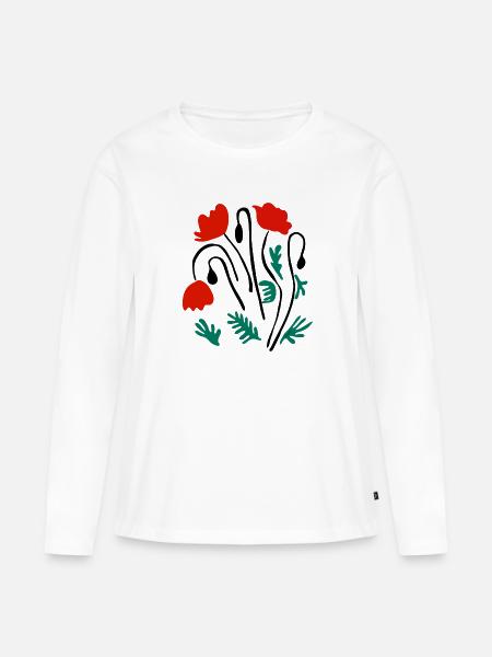 Mohnblumen Matisse inspiriert - Frauen Premium Bio Langarmshirt - Weiß