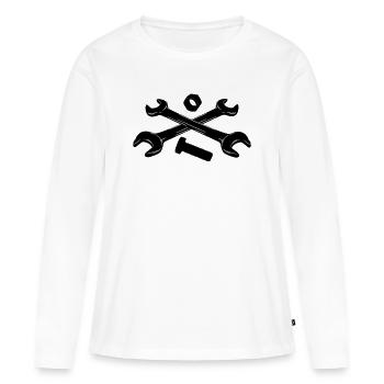 Outils clés écrou et boulon - T-shirt manches longues Premium bio Femme - blanc - Devant - Julia (174cm)