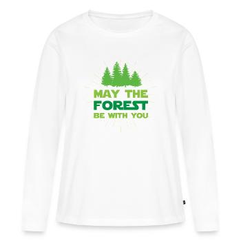 Que la forêt soit avec vous - T-shirt manches longues Premium bio Femme - blanc - Devant - Julia (174cm)