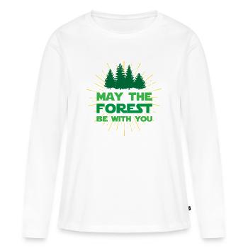 Que la forêt soit avec vous - T-shirt manches longues Premium bio Femme - blanc - Devant - Julia (174cm)