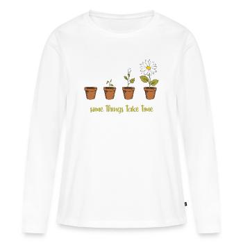 Heure - T-shirt manches longues Premium bio Femme - blanc - Devant - Julia (174cm)
