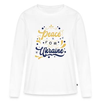 Friedensbotschaft Ukraine Illustration - Frauen Premium Bio Langarmshirt - Weiß - Vorne - Julia (174cm)