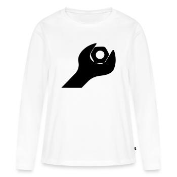 Outil de clé avec boulon - T-shirt manches longues Premium bio Femme - blanc - Devant - Julia (174cm)