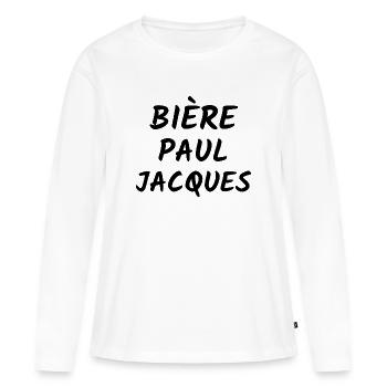 bière, buveur de bière, bière artisanale - T-shirt manches longues Premium bio Femme - blanc - Devant - Julia (174cm)