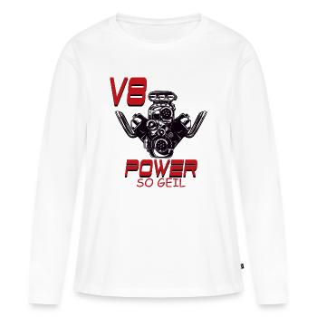 V8 Puissance si excitée - T-shirt manches longues Premium bio Femme - blanc - Devant - Julia (174cm)