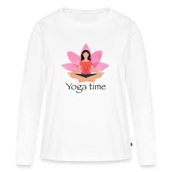 Yoga - T-shirt manches longues Premium bio Femme - blanc - Devant - Julia (174cm)