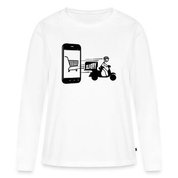 Achats en ligne et livraison scooter - T-shirt manches longues Premium bio Femme - blanc - Devant - Julia (174cm)