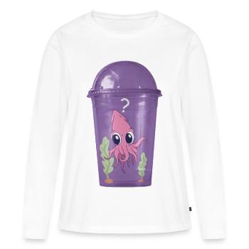 Calmar dans la tasse - T-shirt manches longues Premium bio Femme - blanc - Devant - Julia (174cm)