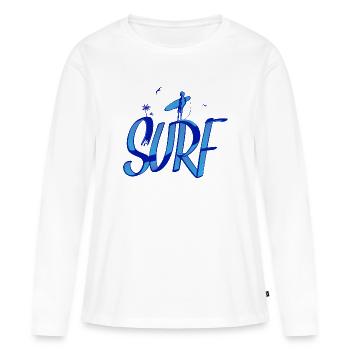 Surfen, Surfen, Surfen - Frauen Premium Bio Langarmshirt - Weiß - Vorne - Julia (174cm)