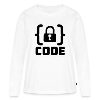 Code mit Sperrprogrammierer - Frauen Premium Bio Langarmshirt - Weiß - Vorne - Julia (174cm)