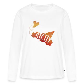 Sicile - T-shirt manches longues Premium bio Femme - blanc - Devant - Julia (174cm)
