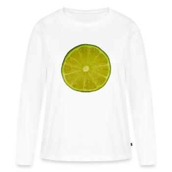 Tranche de citron vert - T-shirt manches longues Premium bio Femme - blanc - Devant - Julia (174cm)