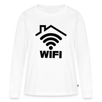 Connexion WIFI dans la maison - T-shirt manches longues Premium bio Femme - blanc - Devant - Julia (174cm)