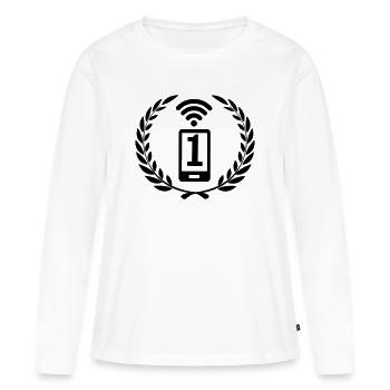 Wifi und Telefon im Lorbeerkranz Nummer 1 - Frauen Premium Bio Langarmshirt - Weiß - Vorne - Julia (174cm)