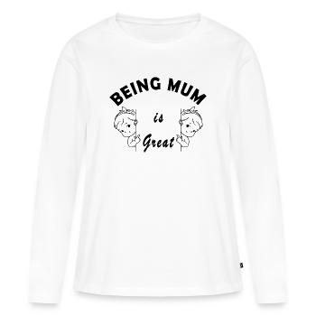 Being mum is great Bébé en cours enceinte maman - T-shirt manches longues Premium bio Femme - blanc - Devant - Julia (174cm)