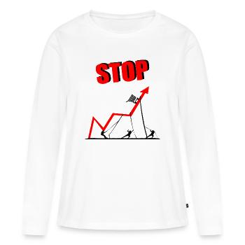 Inflation Prix des denrées alimentaires - T-shirt manches longues Premium bio Femme - blanc - Devant - Julia (174cm)