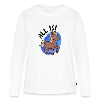 Pferdenarr Islandpferde Pony Statement Islandponys - Frauen Premium Bio Langarmshirt - Weiß - Vorne - Julia (174cm)
