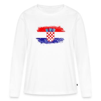 Croatia Crest Card Montage - Women's Premium Organic Long Sleeve Shirt - white - Front - Julia (174cm)
