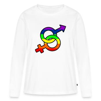Logo hétéro de genre avec arc-en-ciel - T-shirt manches longues Premium bio Femme - blanc - Devant - Julia (174cm)