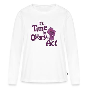 il est temps d’agir violet sur l’ovaire - T-shirt manches longues Premium bio Femme - blanc - Devant - Julia (174cm)