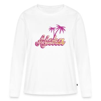 Aloha Palm - T-shirt manches longues Premium bio Femme - blanc - Devant - Julia (174cm)