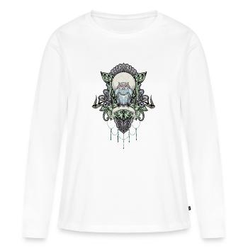 Mignon hibou décoratif - T-shirt manches longues Premium bio Femme - blanc - Devant - Julia (174cm)
