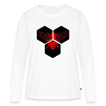 Abeille sur nid d’abeille - T-shirt manches longues Premium bio Femme - blanc - Devant - Julia (174cm)