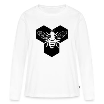 Abeille en nid d’abeille - T-shirt manches longues Premium bio Femme - blanc - Devant - Julia (174cm)