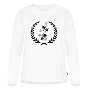 Abeilles en couronne de laurier - T-shirt manches longues Premium bio Femme - blanc - Devant - Julia (174cm)