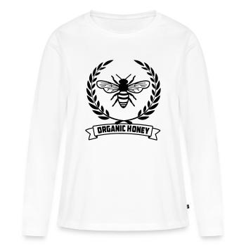 Abeilles en couronne de laurier - T-shirt manches longues Premium bio Femme - blanc - Devant - Julia (174cm)