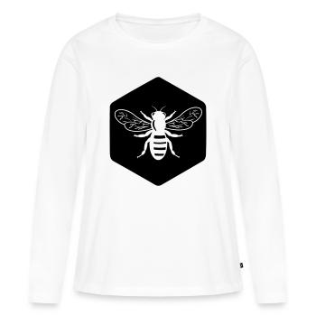 Lorsqu’il est découpé en nid d’abeille - T-shirt manches longues Premium bio Femme - blanc - Devant - Julia (174cm)