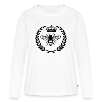Avec la reine en couronne de laurier - T-shirt manches longues Premium bio Femme - blanc - Devant - Julia (174cm)