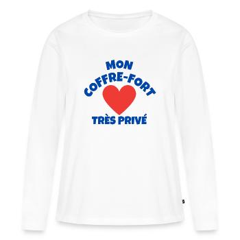 amour, amour sincère, coffre-fort - T-shirt manches longues Premium bio Femme - blanc - Devant - Julia (174cm)