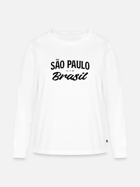 Sao Paulo Brasil Schriftzug - Frauen Premium Bio Langarmshirt - Weiß