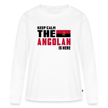 Conception du drapeau Angola Keep Calm - T-shirt manches longues Premium bio Femme - blanc - Devant - Julia (174cm)