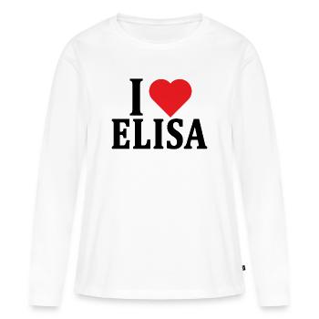 T-shirt J’adore Elisa t-shirt idée cadeau - T-shirt manches longues Premium bio Femme - blanc - Devant - Julia (174cm)